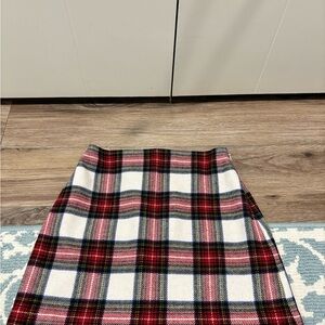 Abercrombie & Fitch Red and White Plaid Pencil Skirt